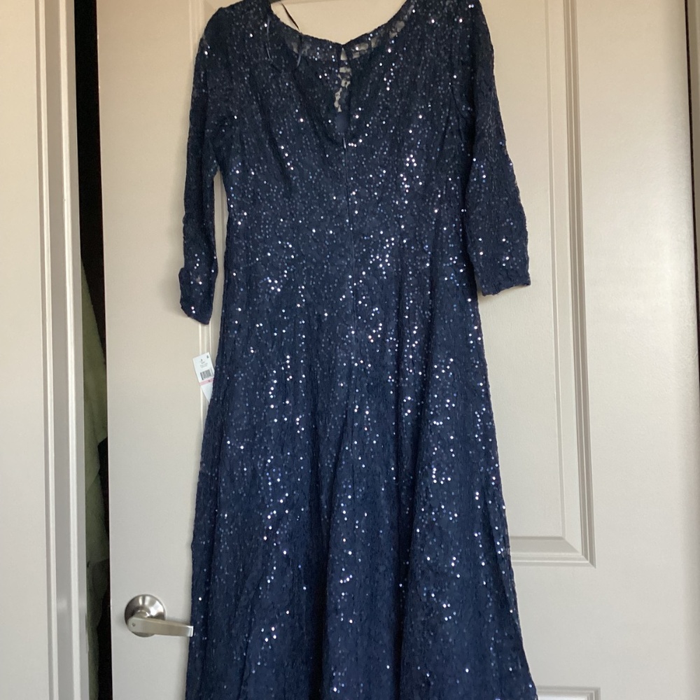 SL FASHIONS Lace Overlay Fit & Flare Midi Dress, size 10 - Picture 6 of 14